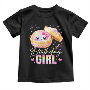 Kawaii Birthday Girl Glitter Dumpling Graphic Toddler T Shirt Cute Pink Bow Dim Sum Party Gift