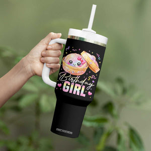 Kawaii Birthday Girl Glitter Dumpling Graphic Tumbler With Handle Cute Pink Bow Dim Sum Party Gift