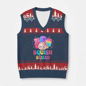 Squish Squad Kawaii Glitter Dumpling and Candy Graphic V-Neck Knit Sweater Vest Cute Gummy Bear Popsicle