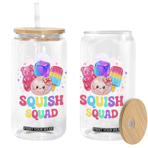 Squish Squad Kawaii Glitter Dumpling and Candy Graphic Glass Can Cute Gummy Bear Popsicle