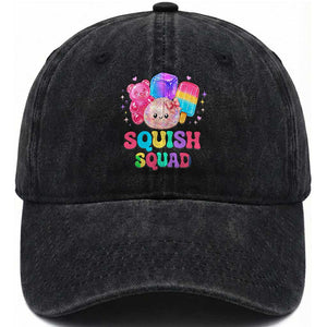 Squish Squad Kawaii Glitter Dumpling and Candy Graphic Washed Cotton Baseball Cap Cute Gummy Bear Popsicle