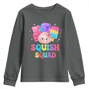 Squish Squad Kawaii Glitter Dumpling and Candy Graphic Youth Sweatshirt Cute Gummy Bear Popsicle