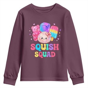 Squish Squad Kawaii Glitter Dumpling and Candy Graphic Youth Sweatshirt Cute Gummy Bear Popsicle