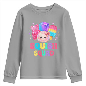Squish Squad Kawaii Glitter Dumpling and Candy Graphic Youth Sweatshirt Cute Gummy Bear Popsicle