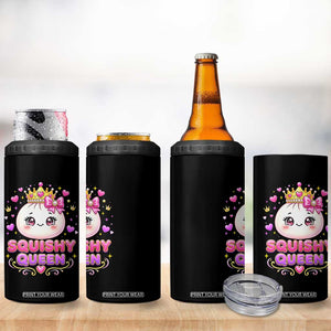 Squishy Queen Kawaii Glitter Dumpling Graphic 4 in 1 Can Cooler Tumbler Cute Tiara Crown and Pink Bow