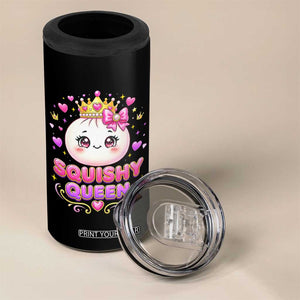 Squishy Queen Kawaii Glitter Dumpling Graphic 4 in 1 Can Cooler Tumbler Cute Tiara Crown and Pink Bow