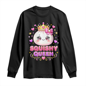Squishy Queen Kawaii Glitter Dumpling Graphic Long Sleeve Shirt Cute Tiara Crown and Pink Bow