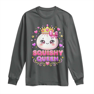 Squishy Queen Kawaii Glitter Dumpling Graphic Long Sleeve Shirt Cute Tiara Crown and Pink Bow
