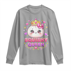 Squishy Queen Kawaii Glitter Dumpling Graphic Long Sleeve Shirt Cute Tiara Crown and Pink Bow