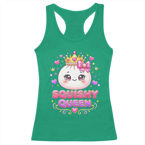 Squishy Queen Kawaii Glitter Dumpling Graphic Racerback Tank Top Cute Tiara Crown and Pink Bow