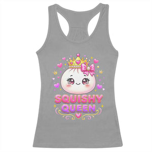 Squishy Queen Kawaii Glitter Dumpling Graphic Racerback Tank Top Cute Tiara Crown and Pink Bow