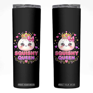 Squishy Queen Kawaii Glitter Dumpling Graphic Skinny Tumbler Cute Tiara Crown and Pink Bow