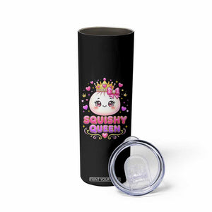 Squishy Queen Kawaii Glitter Dumpling Graphic Skinny Tumbler Cute Tiara Crown and Pink Bow