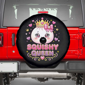 Squishy Queen Kawaii Glitter Dumpling Graphic Spare Tire Cover Cute Tiara Crown and Pink Bow