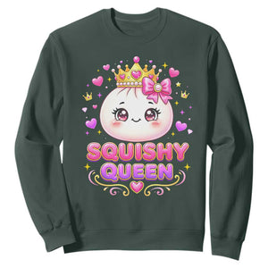 Squishy Queen Kawaii Glitter Dumpling Graphic Sweatshirt Cute Tiara Crown and Pink Bow
