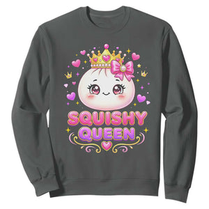 Squishy Queen Kawaii Glitter Dumpling Graphic Sweatshirt Cute Tiara Crown and Pink Bow