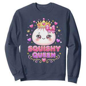 Squishy Queen Kawaii Glitter Dumpling Graphic Sweatshirt Cute Tiara Crown and Pink Bow