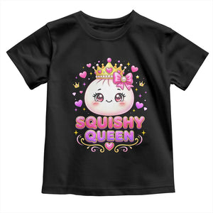 Squishy Queen Kawaii Glitter Dumpling Graphic Toddler T Shirt Cute Tiara Crown and Pink Bow