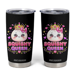 Squishy Queen Kawaii Glitter Dumpling Graphic Tumbler Cup Cute Tiara Crown and Pink Bow