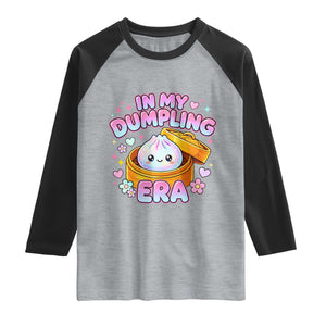 In My Dumpling Era Kawaii Pastel Graphic Raglan Shirt Retro Groovy Glitter Bao Steamer Basket
