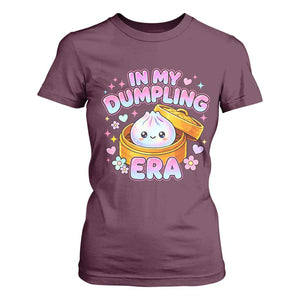 In My Dumpling Era Kawaii Pastel Graphic T Shirt For Women Retro Groovy Glitter Bao Steamer Basket
