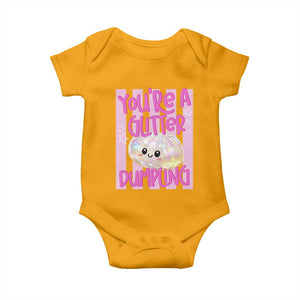 You Are A Glitter Dumpling Cute Preppy Pastel Graphic Baby Onesie Kawaii Pastel Pink Striped Food Quote
