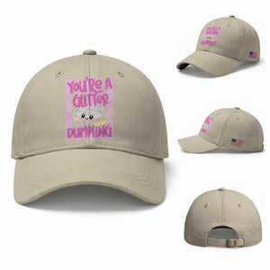 You Are A Glitter Dumpling Cute Preppy Pastel Graphic Baseball Cap Kawaii Pastel Pink Striped Food Quote