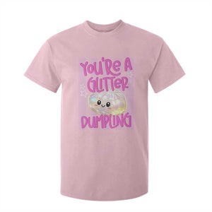 You Are A Glitter Dumpling Cute Preppy Pastel Graphic T Shirt For Kid Kawaii Pastel Pink Striped Food Quote
