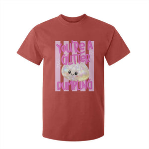 You Are A Glitter Dumpling Cute Preppy Pastel Graphic T Shirt For Kid Kawaii Pastel Pink Striped Food Quote