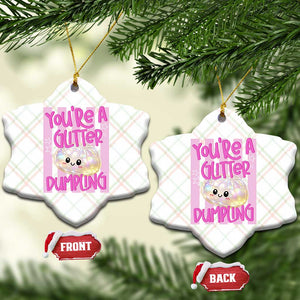 You Are A Glitter Dumpling Cute Preppy Pastel Graphic Ceramic Ornament Kawaii Pastel Pink Striped Food Quote
