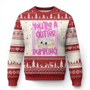 You Are A Glitter Dumpling Cute Preppy Pastel Graphic Ugly Christmas Sweater Kawaii Pastel Pink Striped Food Quote