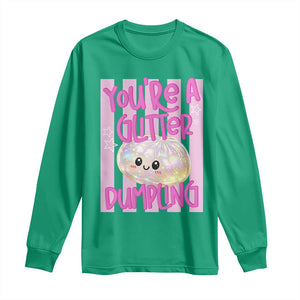 You Are A Glitter Dumpling Cute Preppy Pastel Graphic Long Sleeve Shirt Kawaii Pastel Pink Striped Food Quote
