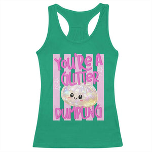 You Are A Glitter Dumpling Cute Preppy Pastel Graphic Racerback Tank Top Kawaii Pastel Pink Striped Food Quote
