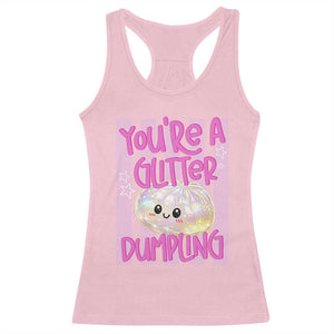 You Are A Glitter Dumpling Cute Preppy Pastel Graphic Racerback Tank Top Kawaii Pastel Pink Striped Food Quote