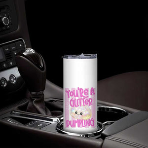 You Are A Glitter Dumpling Cute Preppy Pastel Graphic Skinny Tumbler Kawaii Pastel Pink Striped Food Quote