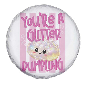 You Are A Glitter Dumpling Cute Preppy Pastel Graphic Spare Tire Cover Kawaii Pastel Pink Striped Food Quote