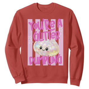 You Are A Glitter Dumpling Cute Preppy Pastel Graphic Sweatshirt Kawaii Pastel Pink Striped Food Quote
