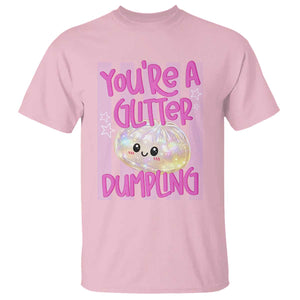 You Are A Glitter Dumpling Cute Preppy Pastel Graphic T Shirt Kawaii Pastel Pink Striped Food Quote