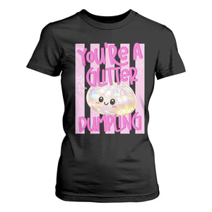 You Are A Glitter Dumpling Cute Preppy Pastel Graphic T Shirt For Women Kawaii Pastel Pink Striped Food Quote