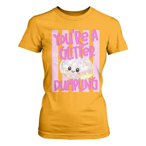 You Are A Glitter Dumpling Cute Preppy Pastel Graphic T Shirt For Women Kawaii Pastel Pink Striped Food Quote