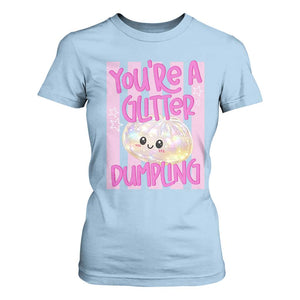 You Are A Glitter Dumpling Cute Preppy Pastel Graphic T Shirt For Women Kawaii Pastel Pink Striped Food Quote