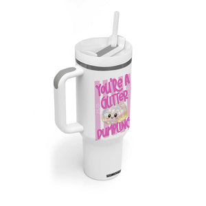 You Are A Glitter Dumpling Cute Preppy Pastel Graphic Tumbler With Handle Kawaii Pastel Pink Striped Food Quote