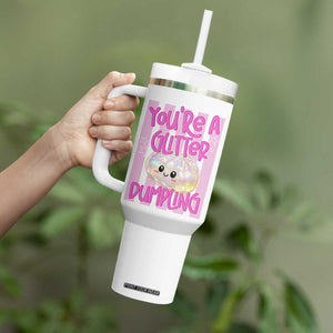 You Are A Glitter Dumpling Cute Preppy Pastel Graphic Tumbler With Handle Kawaii Pastel Pink Striped Food Quote