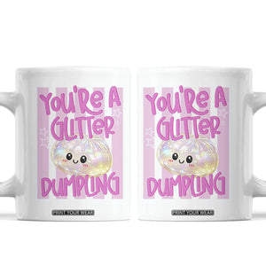 You Are A Glitter Dumpling Cute Preppy Pastel Graphic Coffee Mug Kawaii Pastel Pink Striped Food Quote