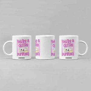 You Are A Glitter Dumpling Cute Preppy Pastel Graphic Coffee Mug Kawaii Pastel Pink Striped Food Quote