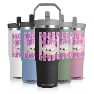 You Are A Glitter Dumpling Cute Preppy Pastel Graphic Flip Straw Tumbler Kawaii Pastel Pink Striped Food Quote