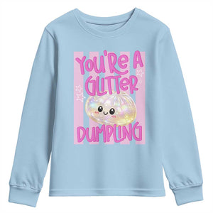 You Are A Glitter Dumpling Cute Preppy Pastel Graphic Youth Sweatshirt Kawaii Pastel Pink Striped Food Quote