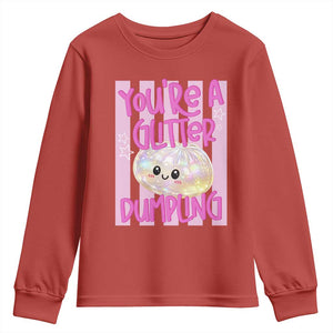 You Are A Glitter Dumpling Cute Preppy Pastel Graphic Youth Sweatshirt Kawaii Pastel Pink Striped Food Quote