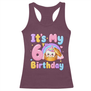 Its My 6th Birthday Kawaii Glitter Dumpling Graphic Racerback Tank Top Cute 6 Years Old Rainbow Bday Girl Party