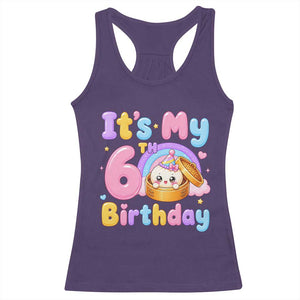 Its My 6th Birthday Kawaii Glitter Dumpling Graphic Racerback Tank Top Cute 6 Years Old Rainbow Bday Girl Party